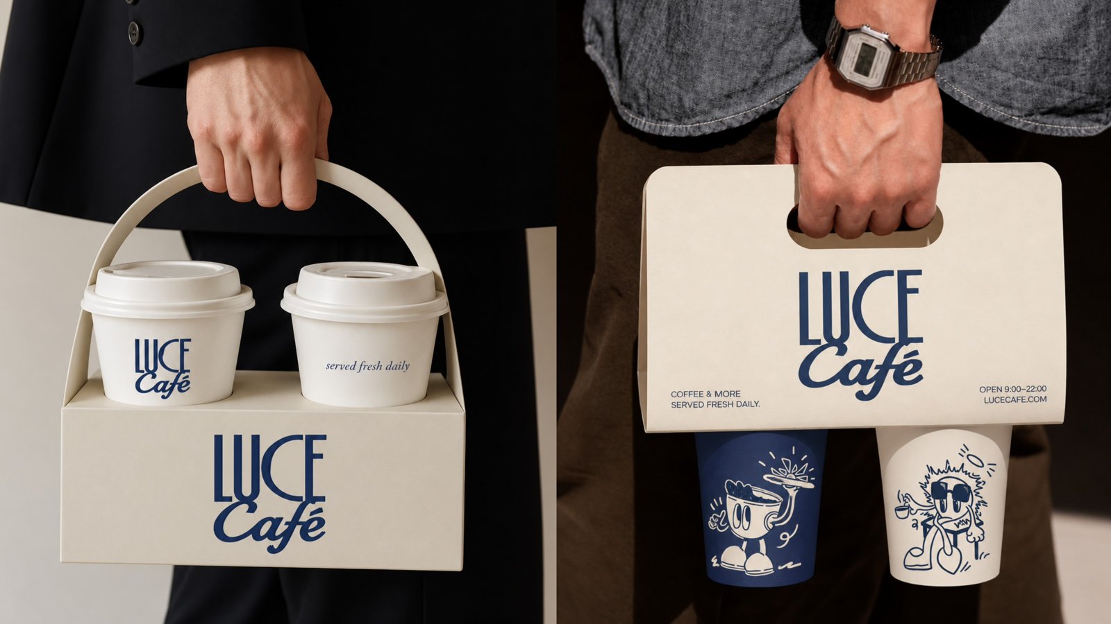 Luce Café cups and bags